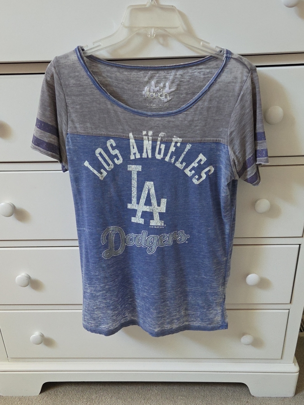 Los Angeles Dodgers Women's Distressed Blue Short Sleeve Graphic Tee